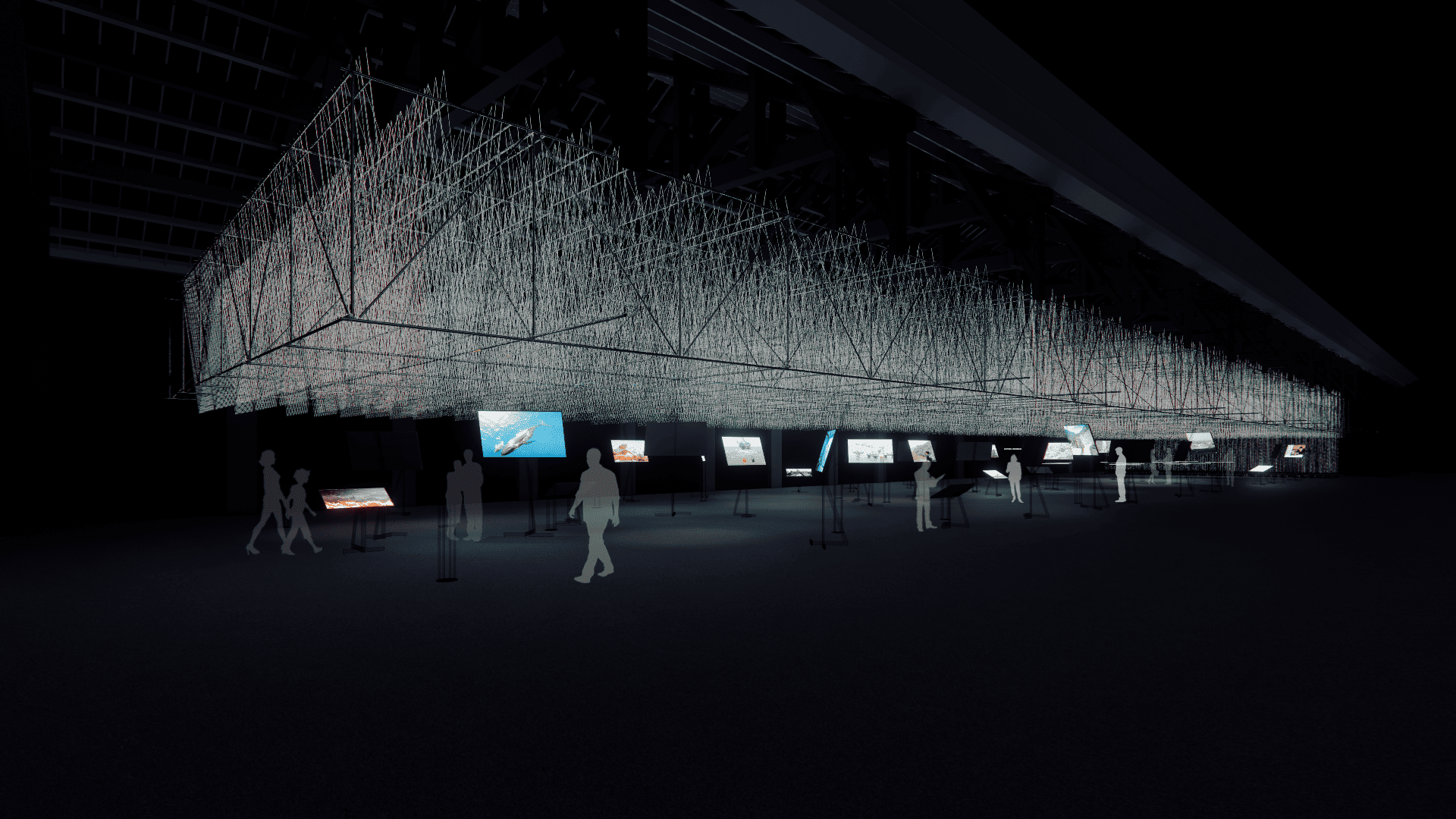 「接海之島」展區示意圖。透過時間、空間與觀點的交錯，引領觀者思索社會結構與文化記憶的流動與轉化。